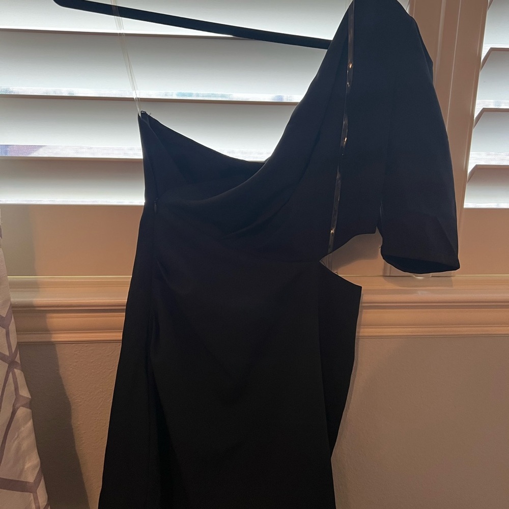 Black one shoulder dress with cutouts